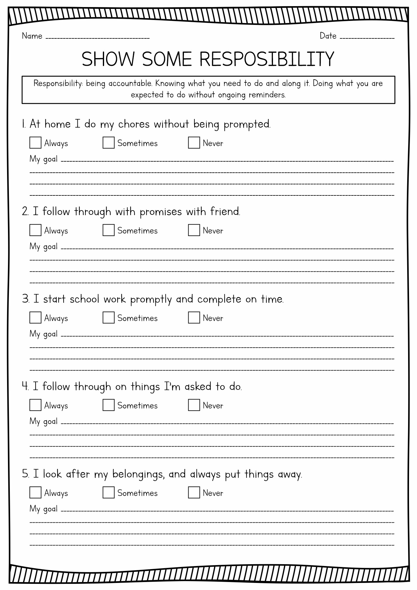 13 Printable Worksheets On Responsibility Free PDF At Worksheeto