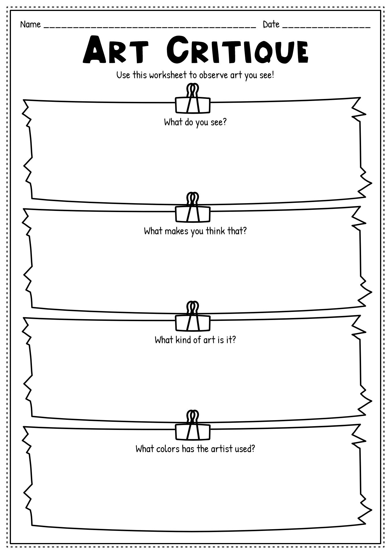 16 Student Art Critique Worksheet Free PDF At Worksheeto