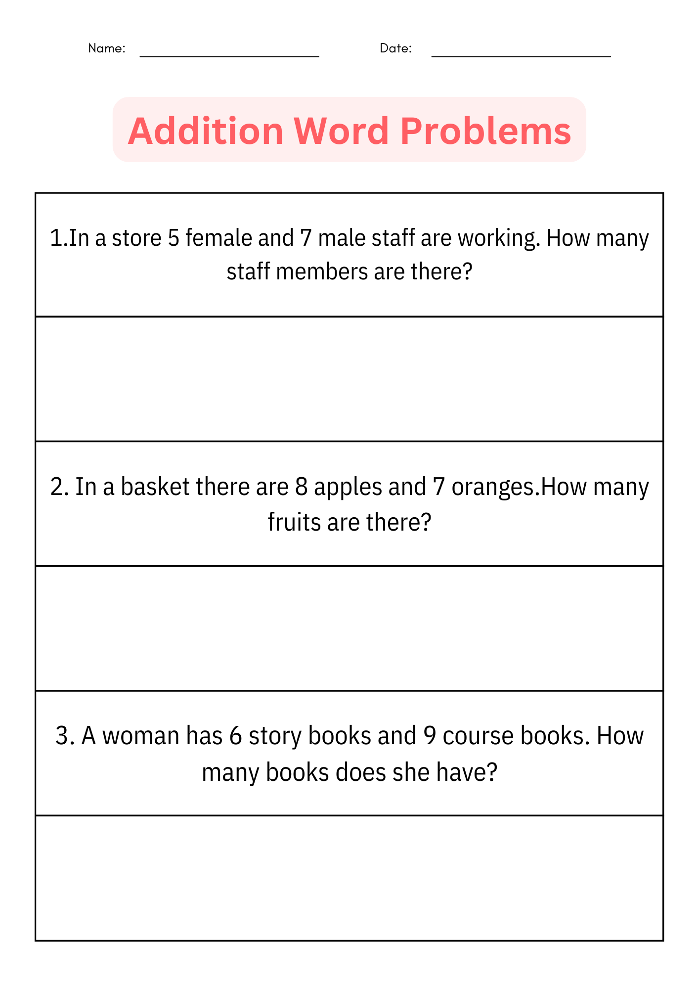1st Grade Addition Word Problems Math Worksheets For Kindergarten Made By Teachers