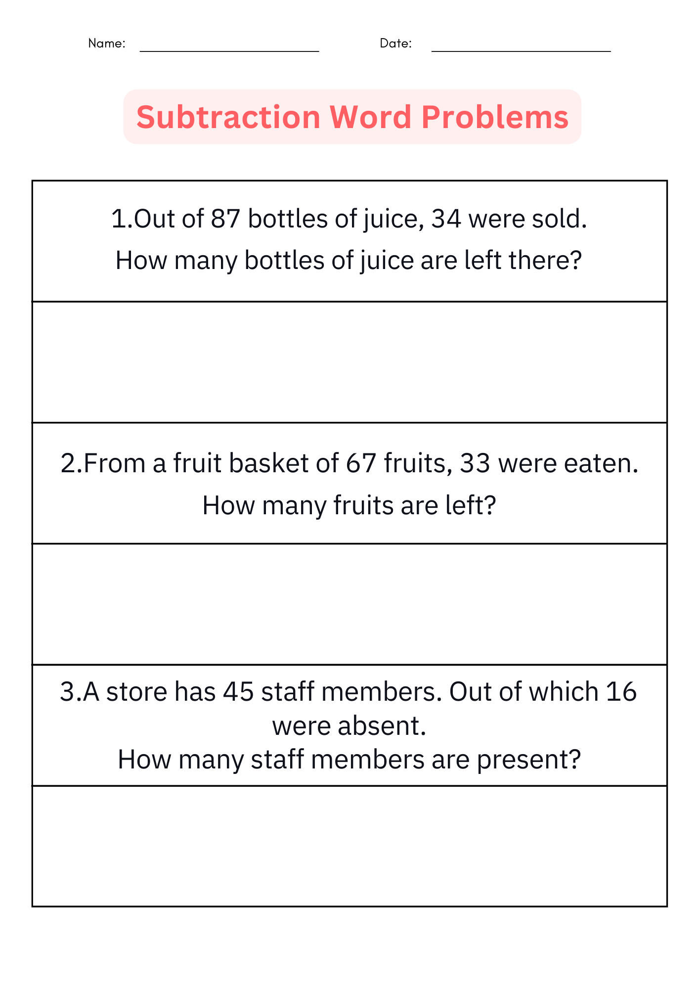 Math Word Problems Worksheets For Kindergarten