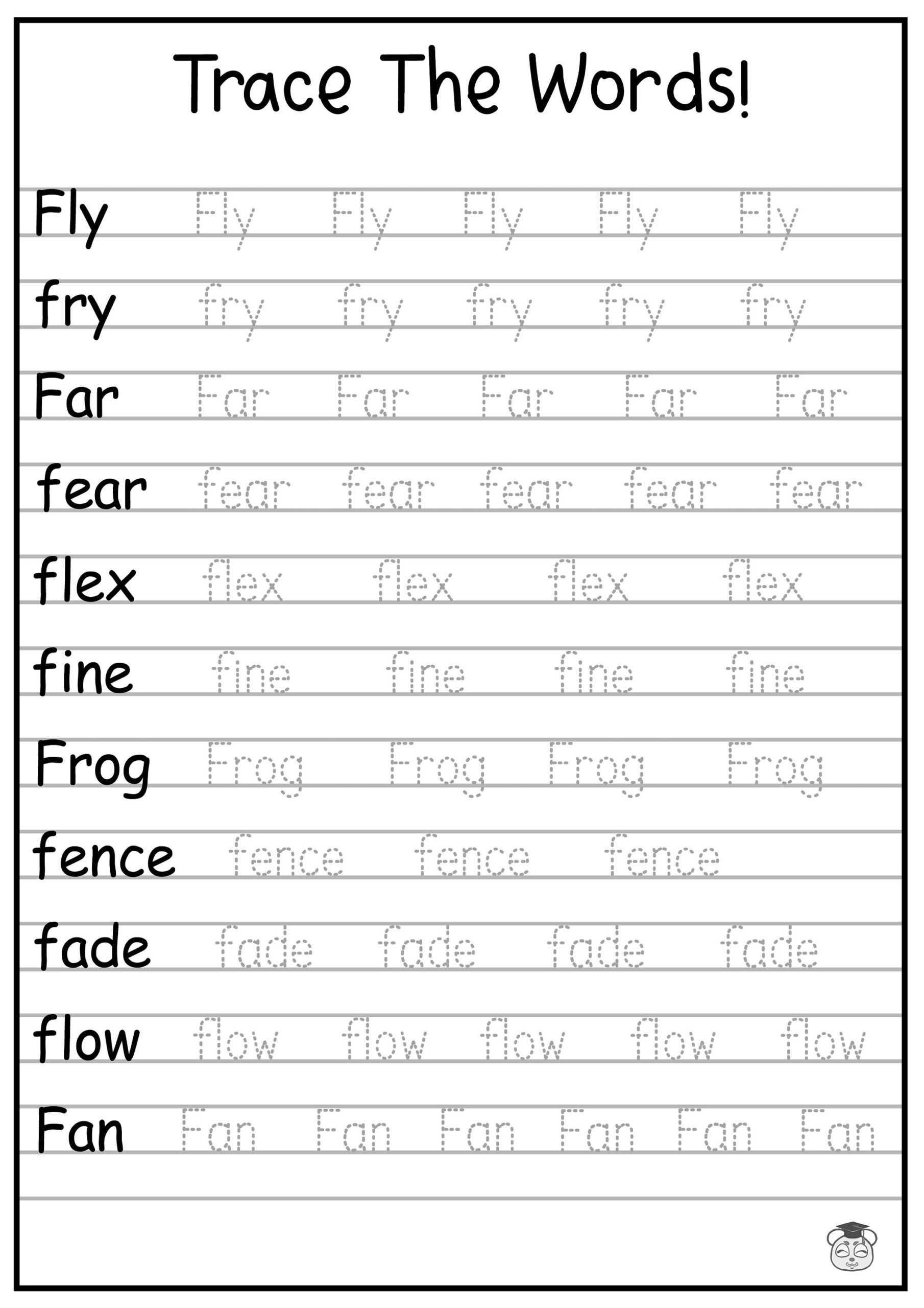 Free Printable Preschool Worksheets Tracing Words