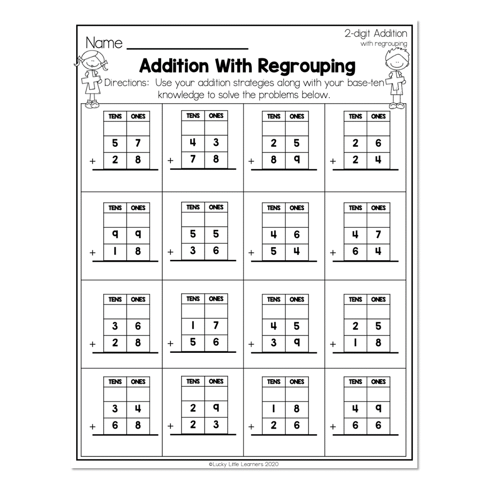 2nd Grade Math Worksheets 2 Digit Addition With Regrouping Addition With Regrouping Lucky Little Learners 2nd Grade Math Worksheets 2 Digit Addition With Regrouping Addition With Regrouping Lucky Little Learners