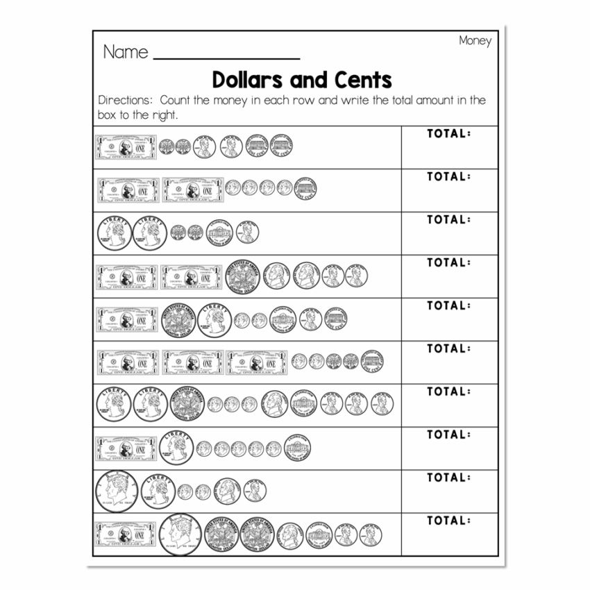 2nd Grade Math Worksheets Money Counting Money Dollars And Cents Lucky Little Learners