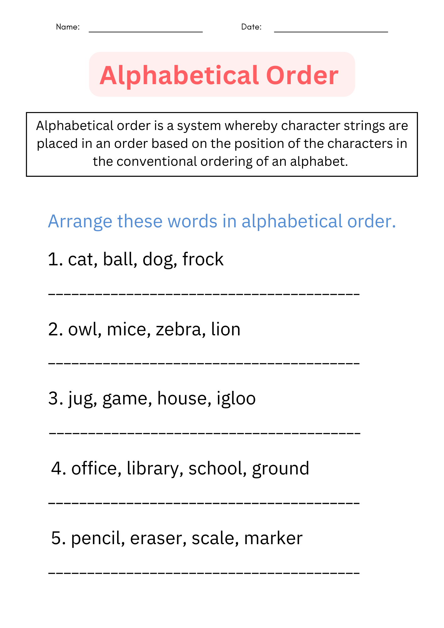 ABC Order Printable Alphabetical Order Worksheets For 1st L 2nd ABC Order Printable Alphabetical Order Worksheets For 1st L 2nd