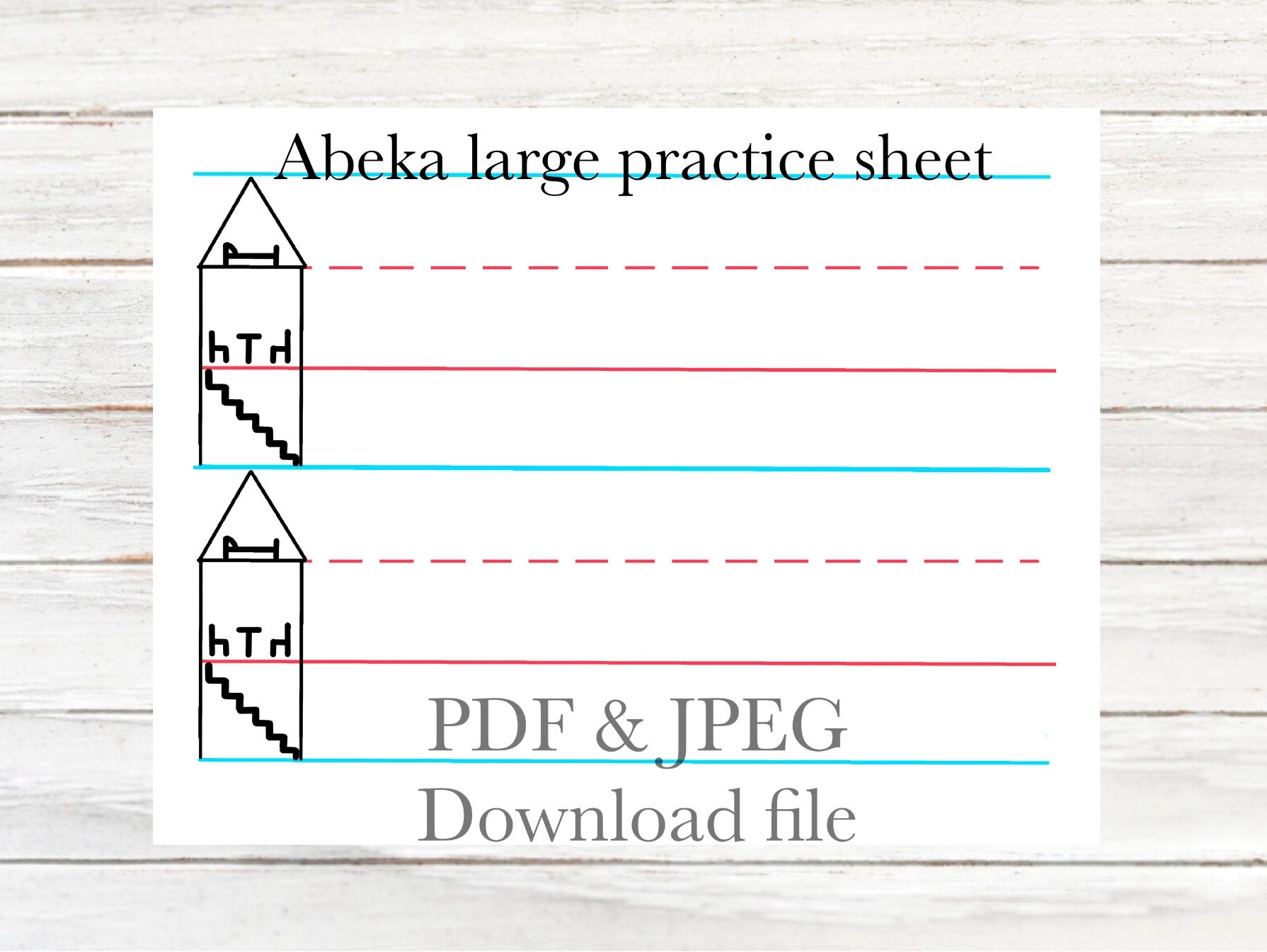 Abeka Large Writing Tablet Practice Sheet JPEG Upstairs Downstairs Basement Prekinder Writing Penmanship Etsy Canada