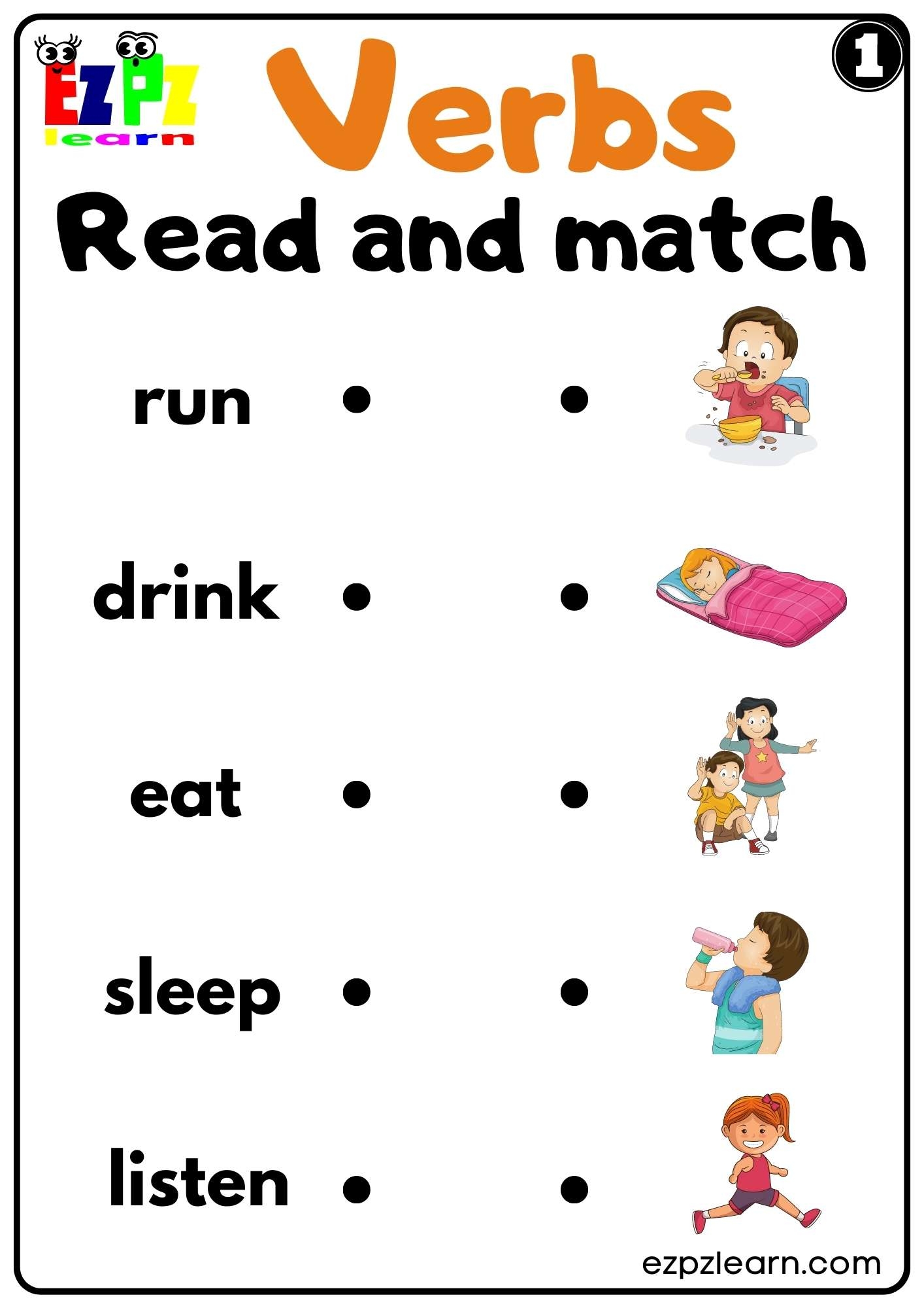 Simple Action Words Worksheets For Kindergarten