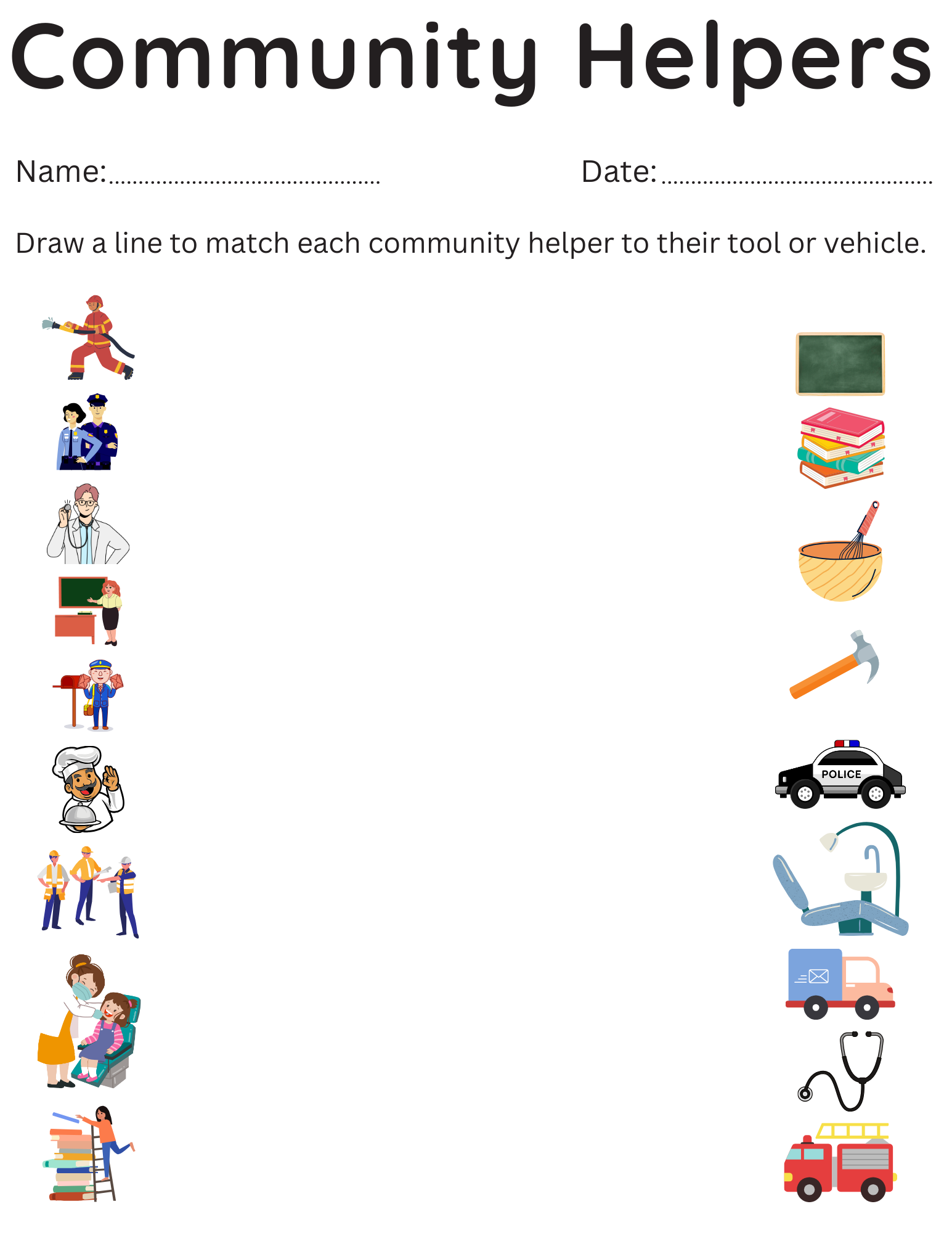 Activities Preschool Community Helpers Worksheets For Kindergarten