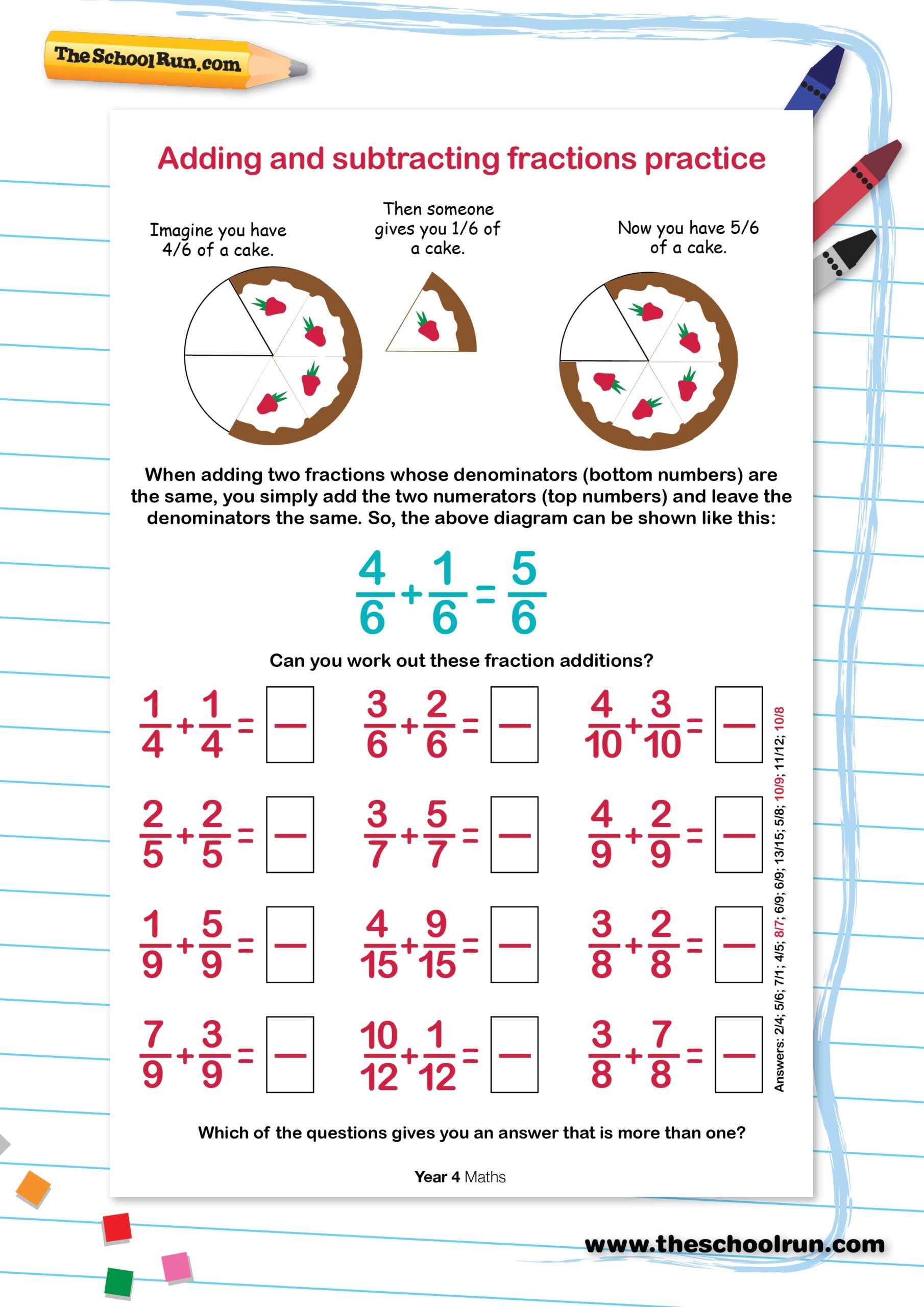 Adding U0026 Subtracting Fractions KS2 Fractions Worksheet