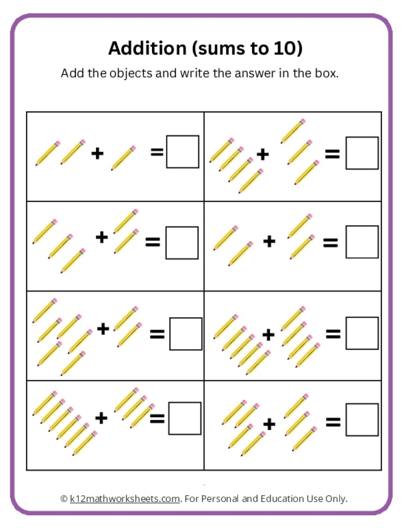Kindergarten Adding And Subtracting Worksheets Free