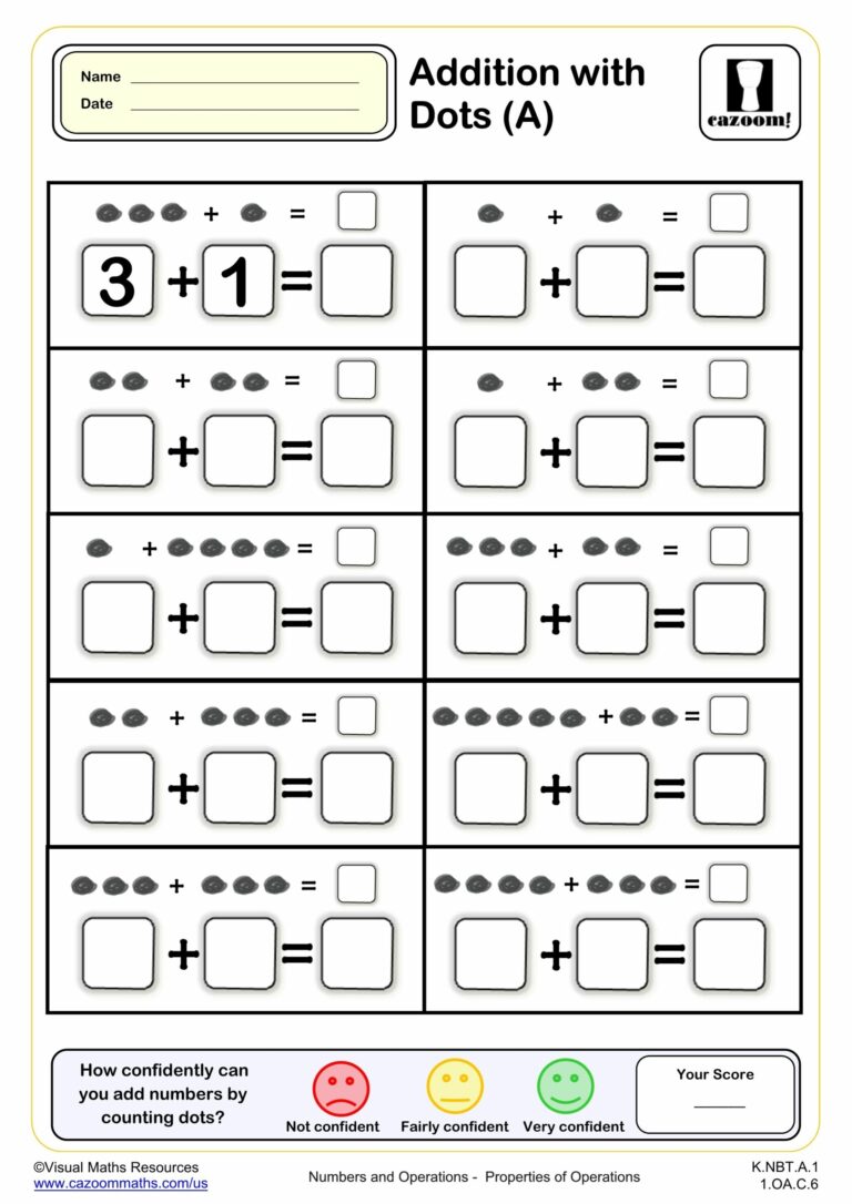 Addition With Dots A Fun And Engaging K Grade PDF Worksheets