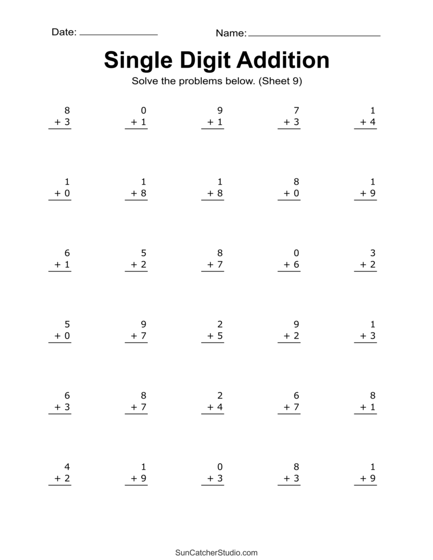 Addition Worksheets Free Printable Easy Math Problems DIY Worksheets Library