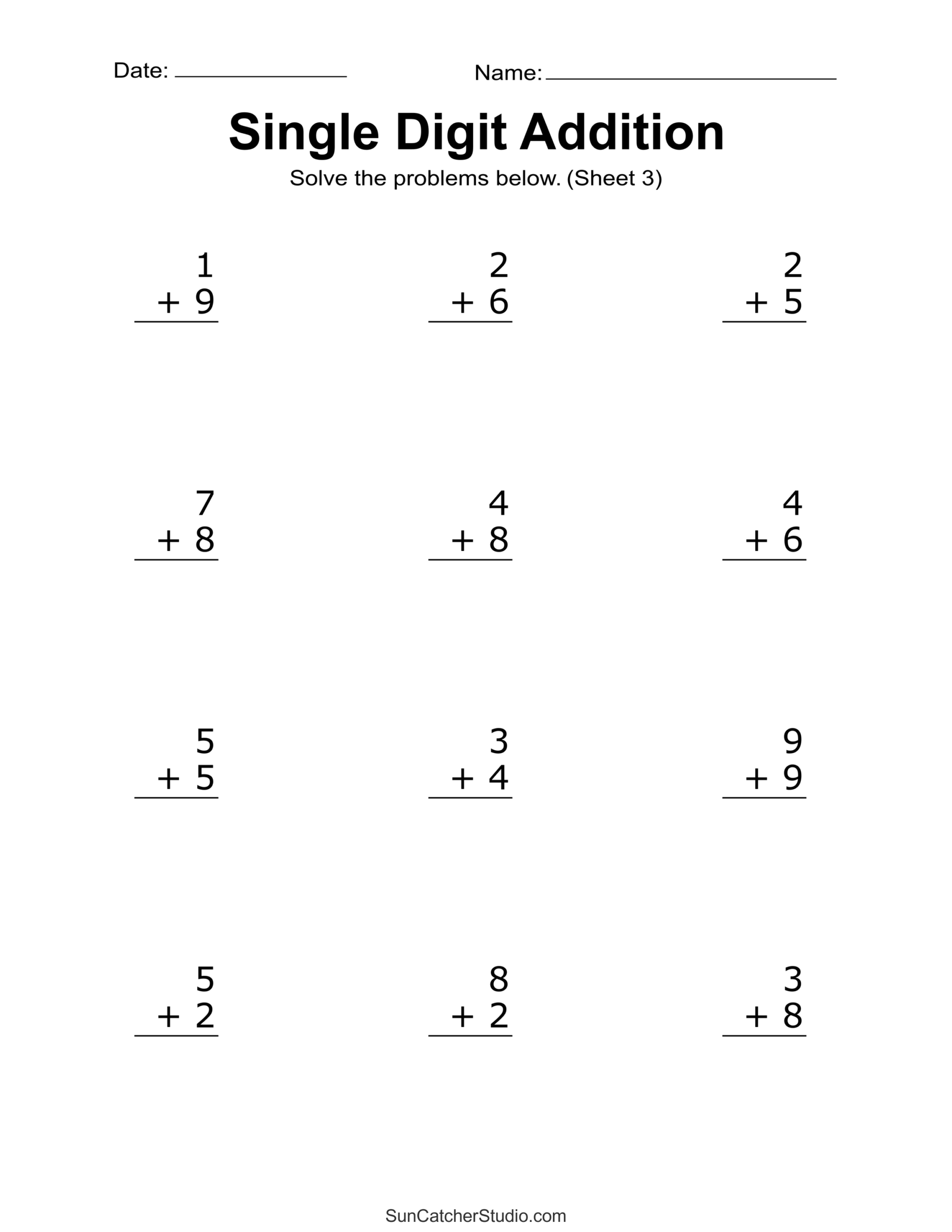 Addition Worksheets Free Printable First Grade