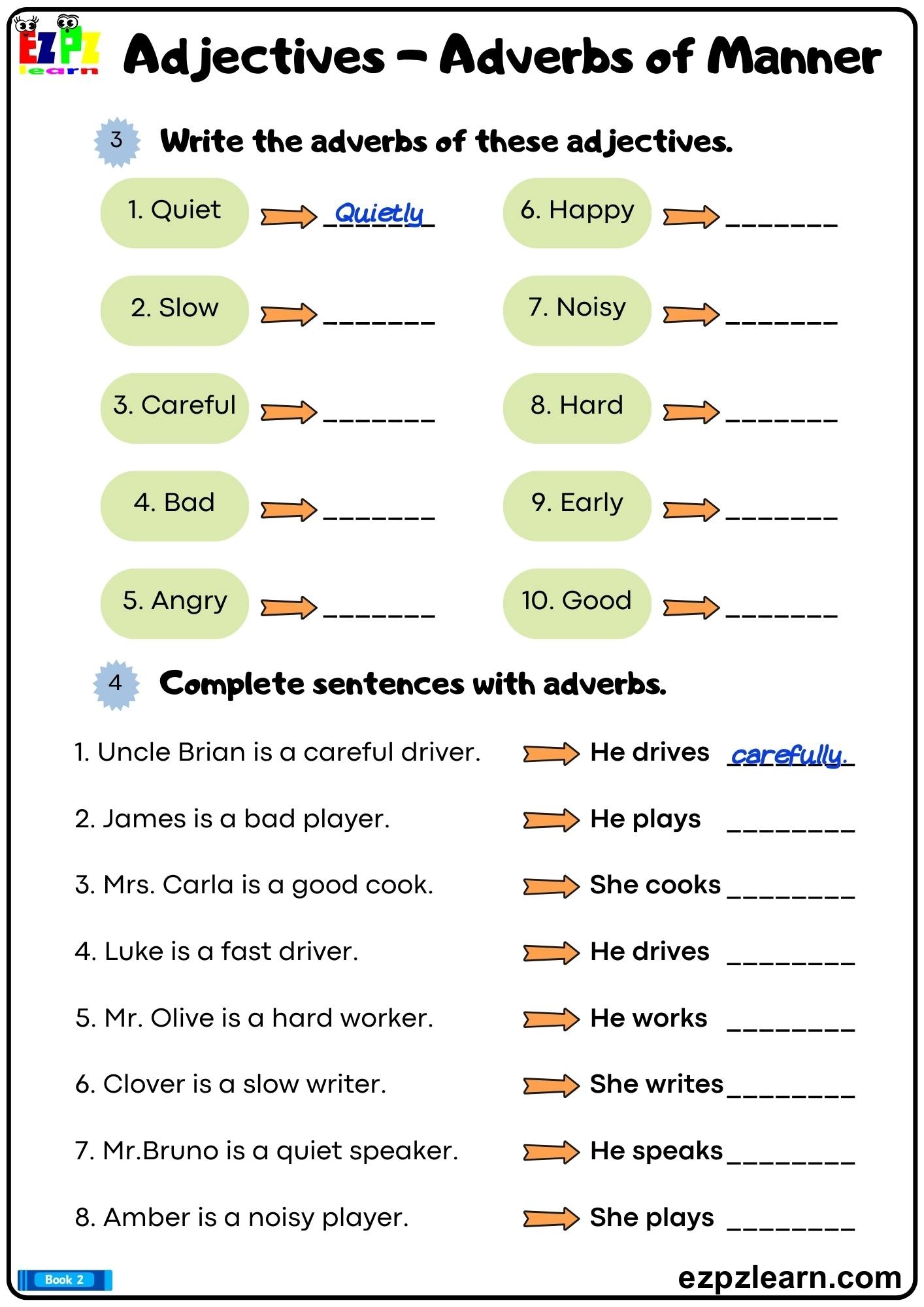 Free Printable Adverbs Worksheet Free Printable Adverbs Worksheet