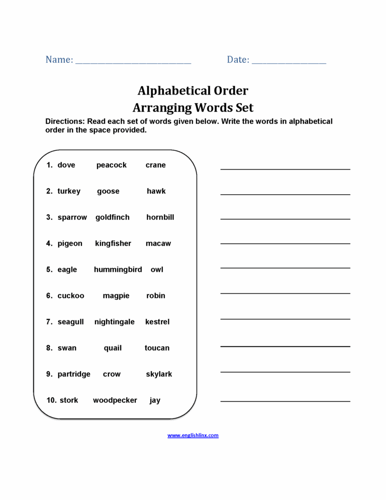 Alphabet Worksheets Alphabetical Order Worksheets