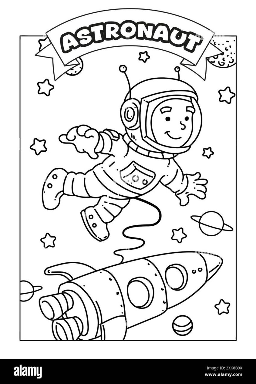 Astronaut Coloring Pages For Preschool Hi res Stock Photography And Images Alamy