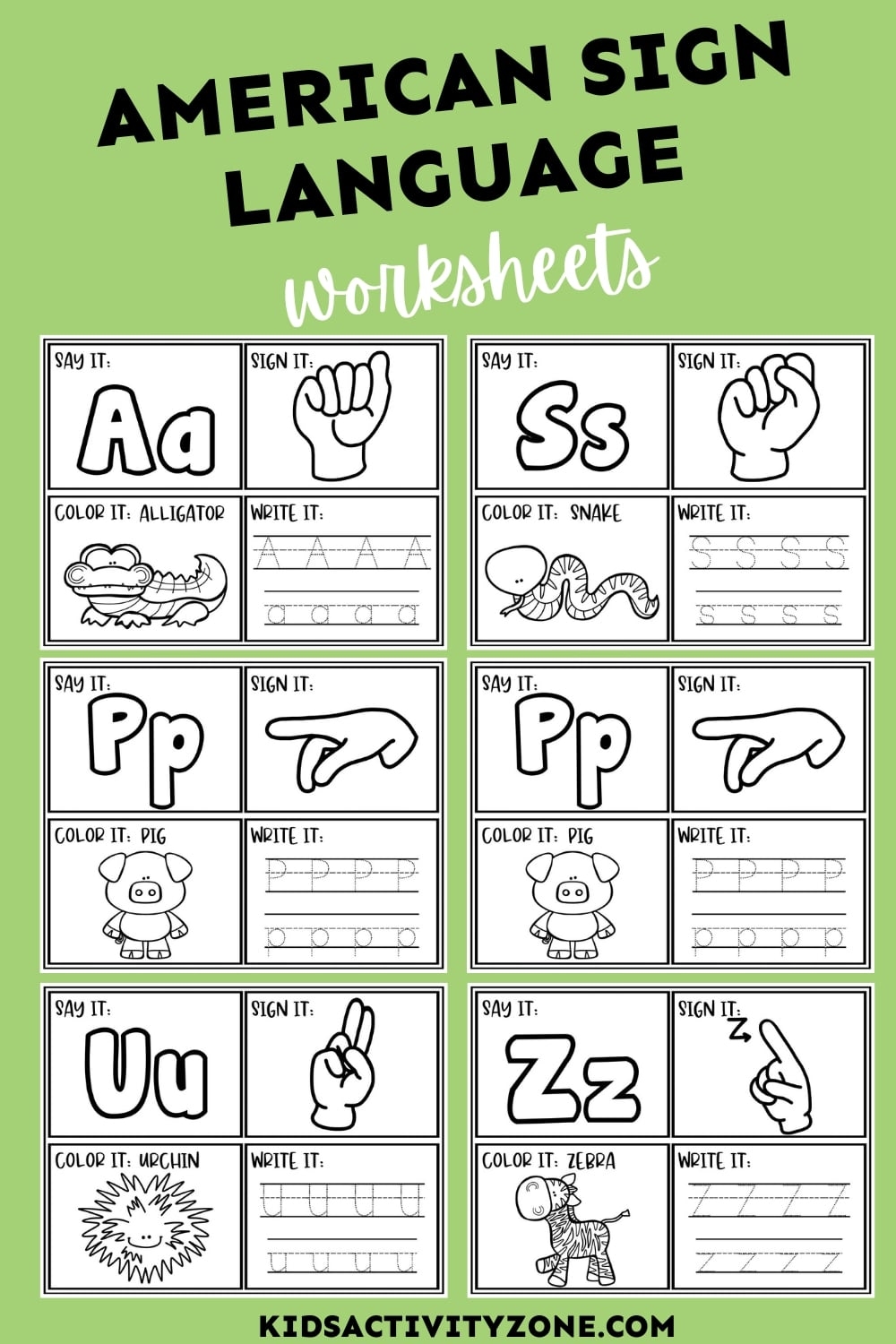 Sign Language Preschool Printables