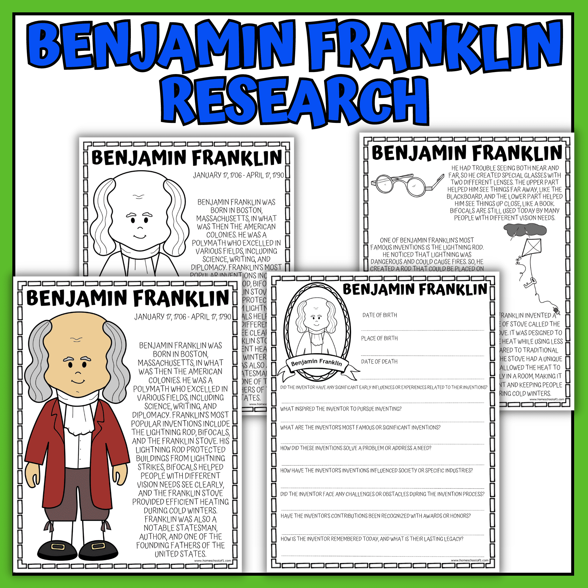 Free Printable Benjamin Franklin Worksheet