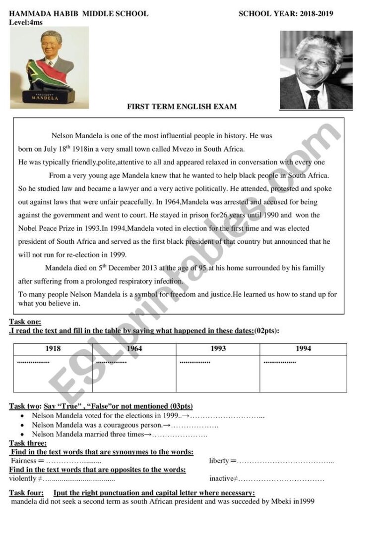 Biography Reading Comprehension ESL Worksheet By Hadj Mel