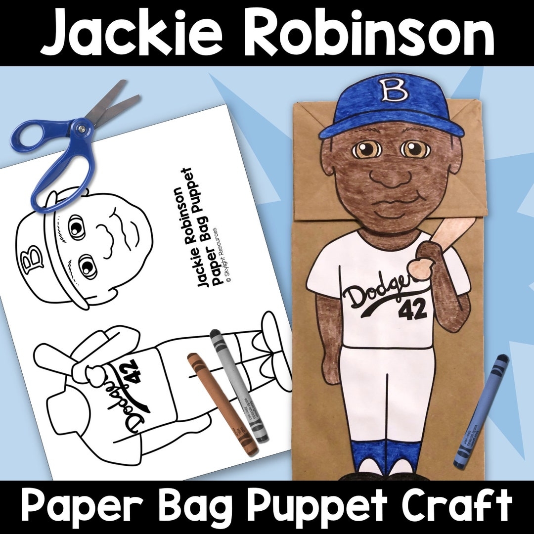 Black History Month Jackie Robinson Baseball Paper Bag Puppet 
