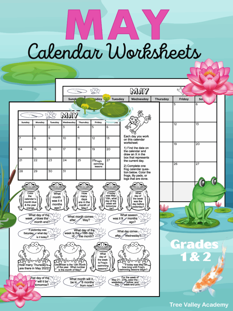 Calendar Worksheet For May 2025 Tree Valley Academy