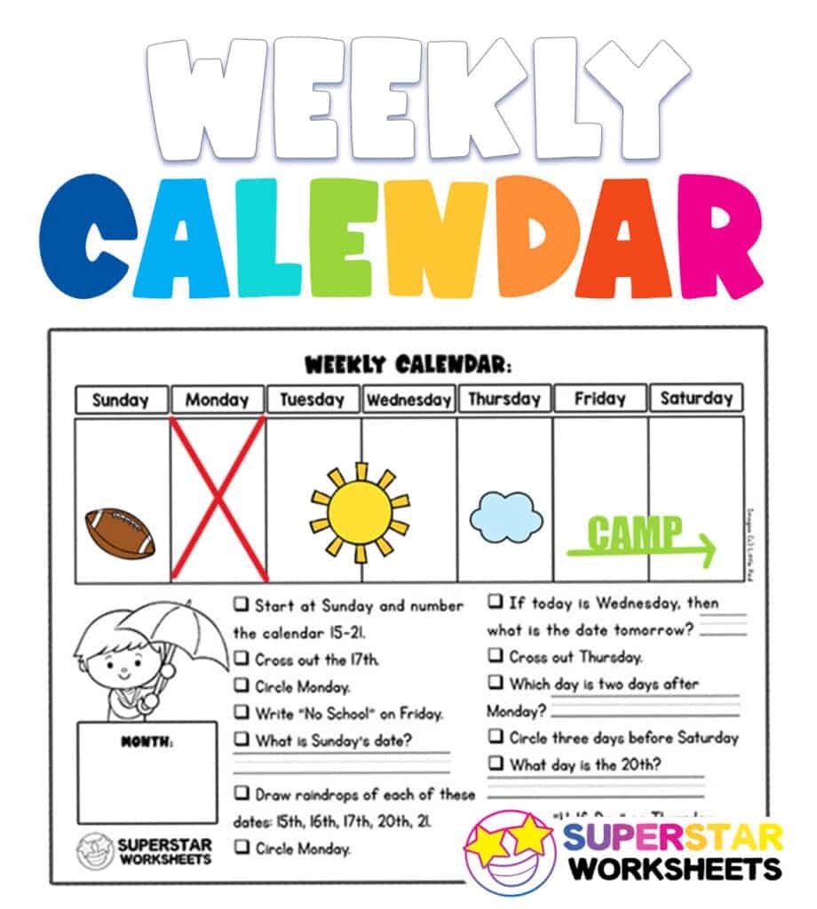 Calendar Days Preschool Printables