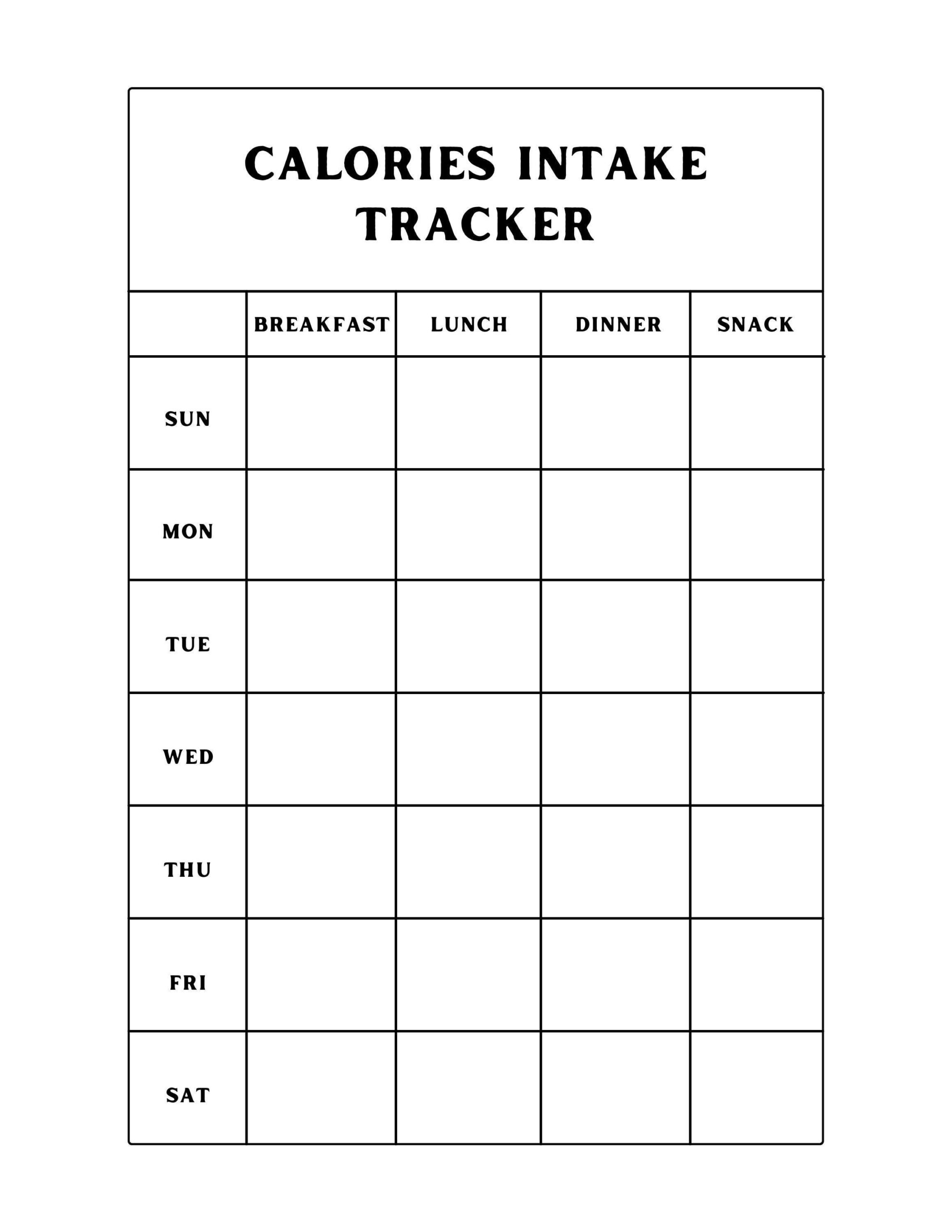 Free Printable Calorie Counter Worksheet