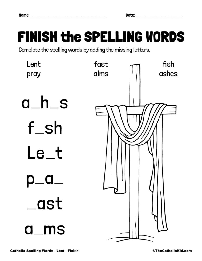 Catholic Spelling U0026 Vocabulary Words Lent Worksheets