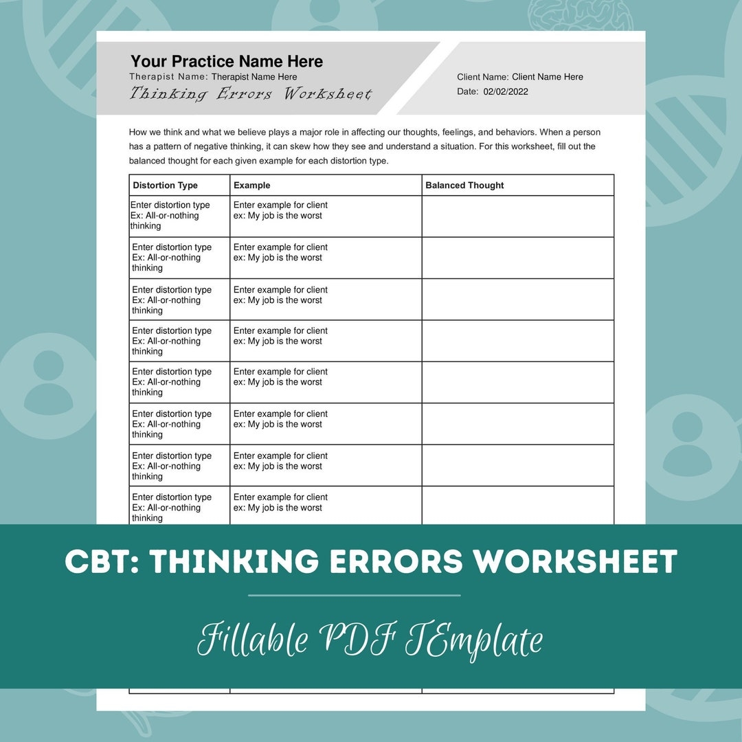 Free Printable Thinking Errors Worksheet