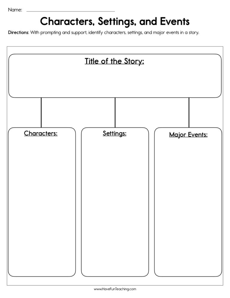 Characters Settings And Events Worksheet Have Fun Teaching