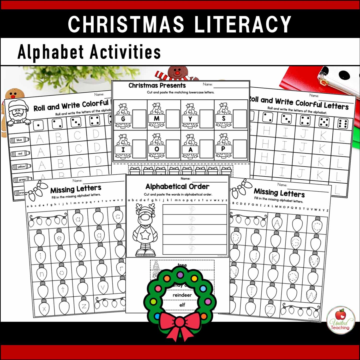 Christmas Literacy Worksheets Kindergarten Packet United Teaching