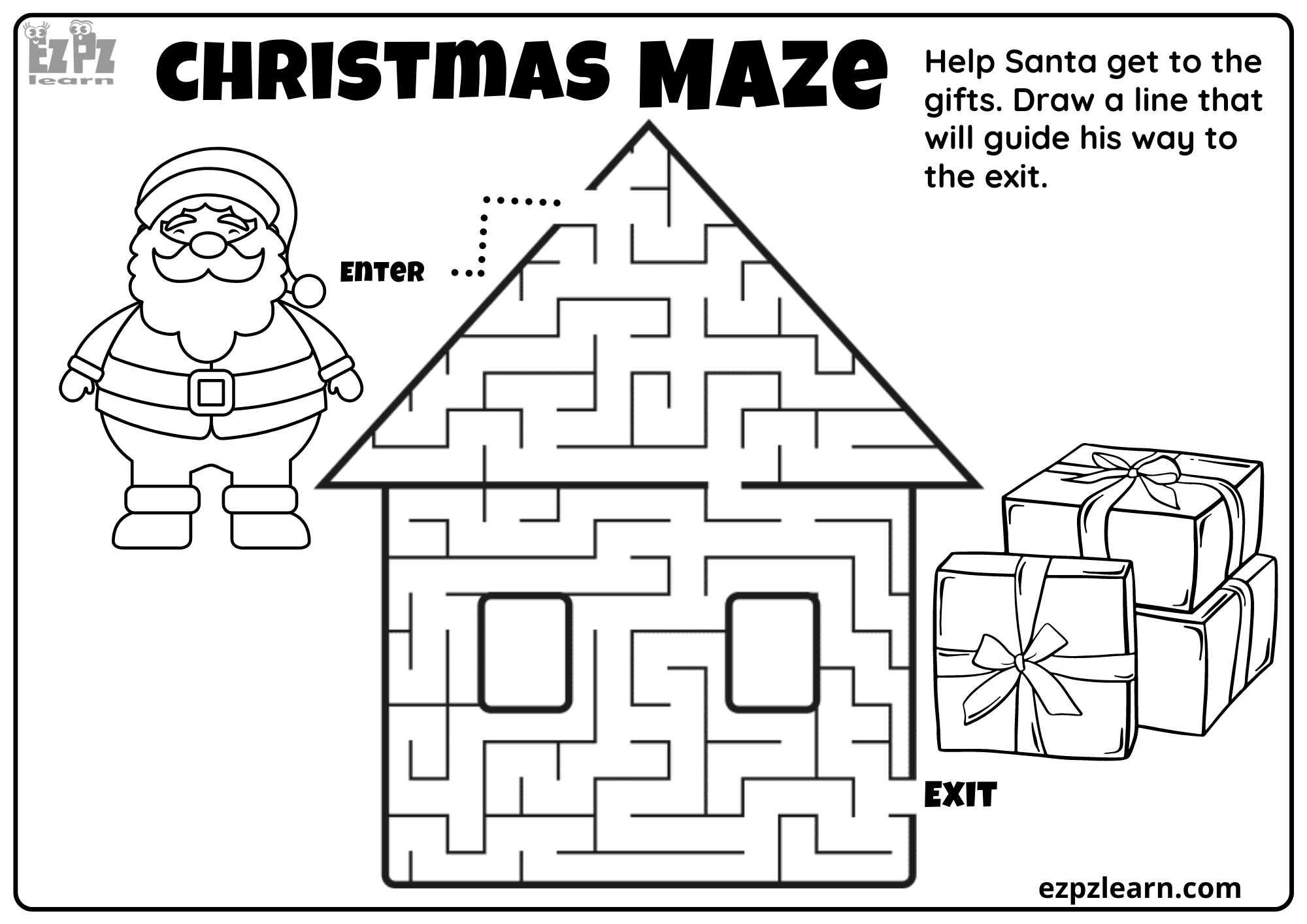 Christmas Maze 2 Ezpzlearn Worksheets Library Christmas Maze 2 Ezpzlearn Worksheets Library