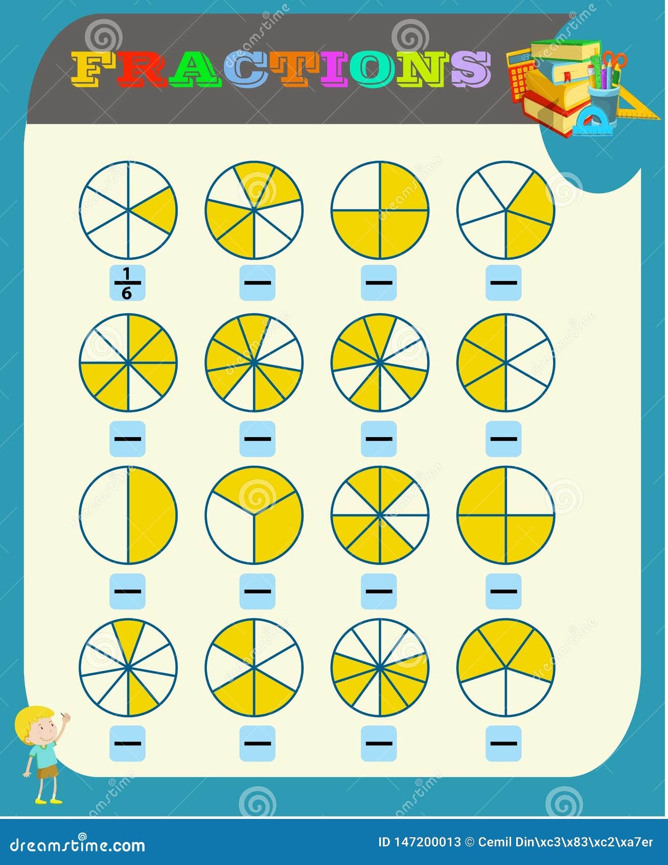 Circle The Correct Fraction Mathematics Math Worksheet For Kids Fractions Addition Printable Fractions Worksheets For Kids Fr Stock Vector Illustration Of Icon Graphic 147200013