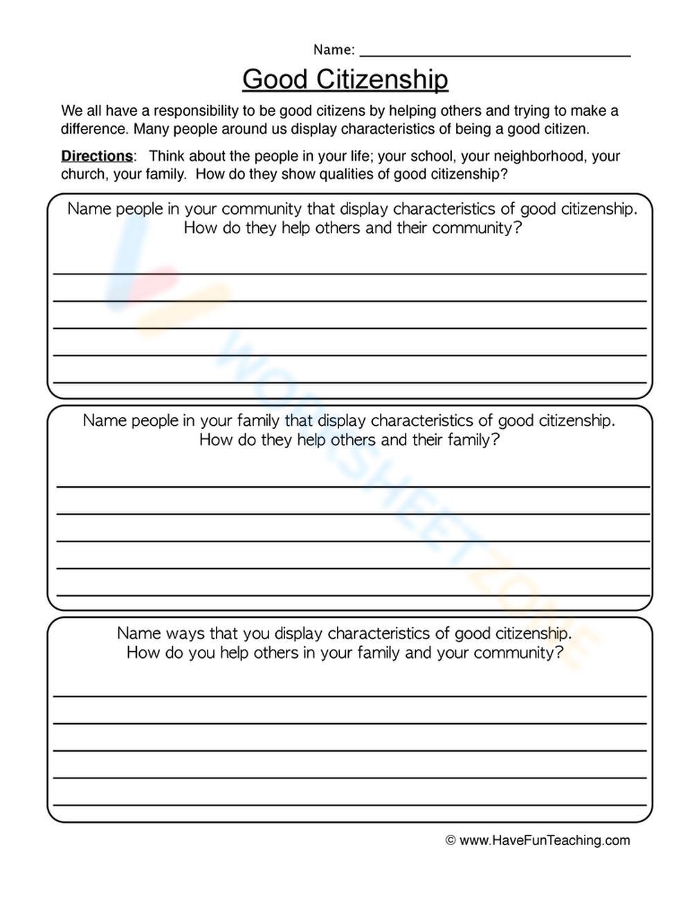 Citizen In The Community Worksheets 2025