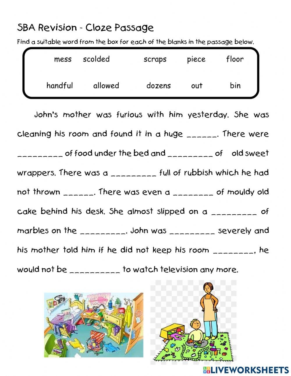 Free Printable Cloze Worksheets