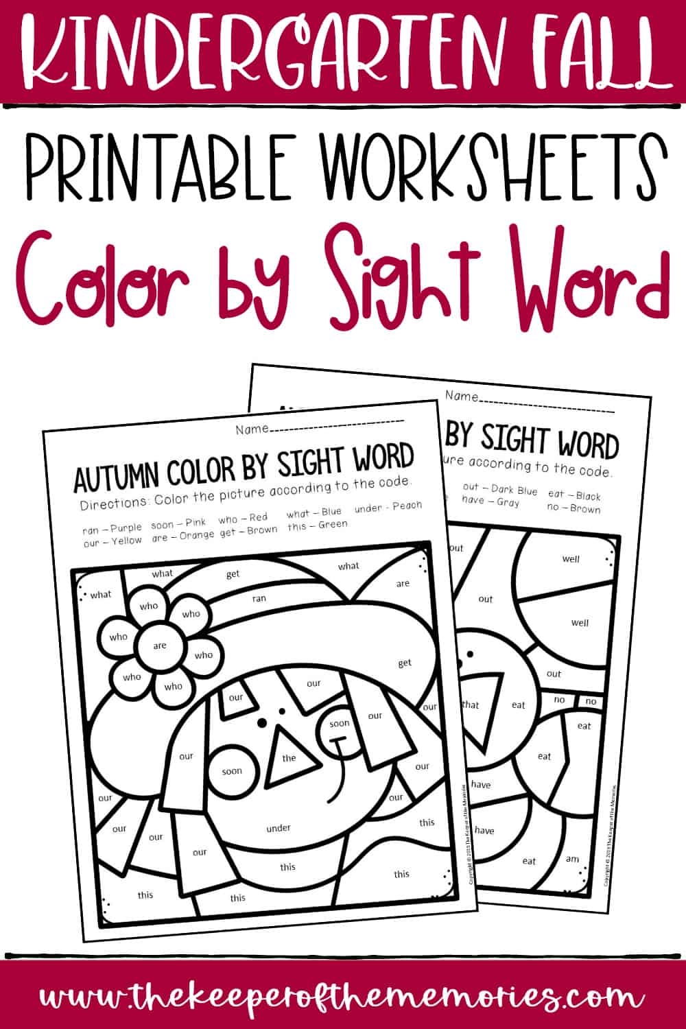 Sight Word With Worksheet For Kindergarten