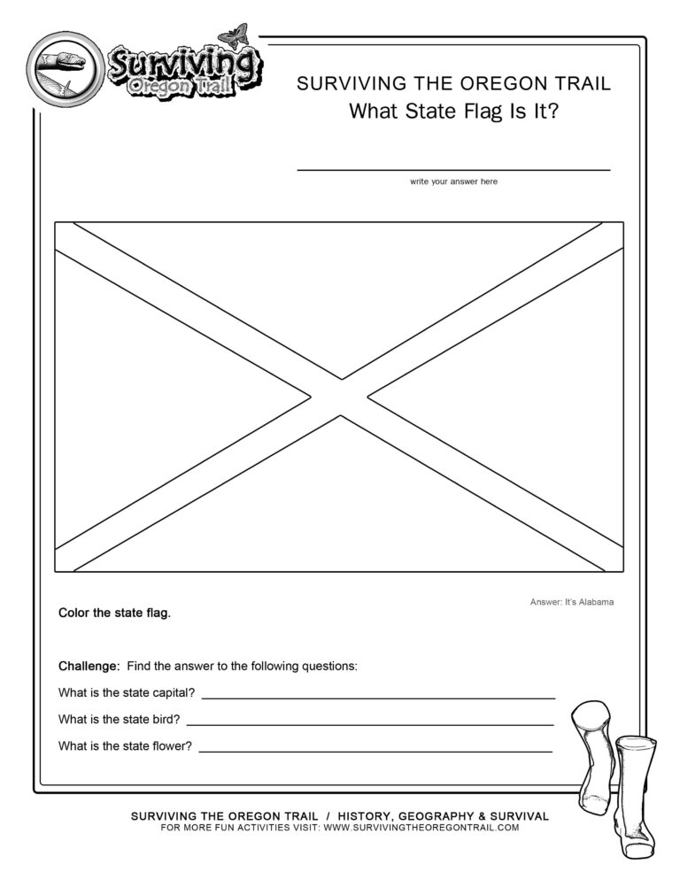Coloring Page State Flag Alabama Printable Worksheet Surviving The Oregon Trail