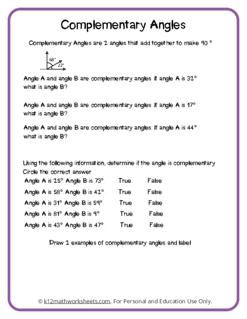 Complementary Supplementary Vertical And Adjacent Angles