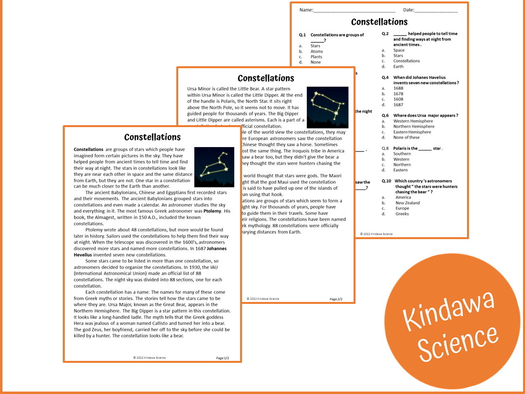 Constellations Reading Comprehension Passage And Questions PDF Teaching Resources Constellations Reading Comprehension Passage And Questions PDF Teaching Resources
