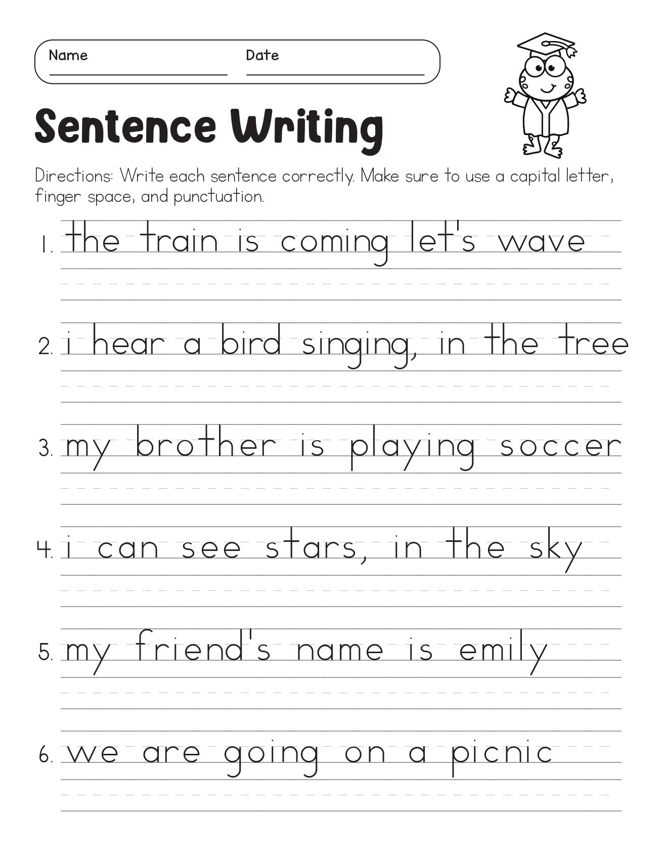 Correct The Sentences Worksheets 10 Page Printable For 1st And 