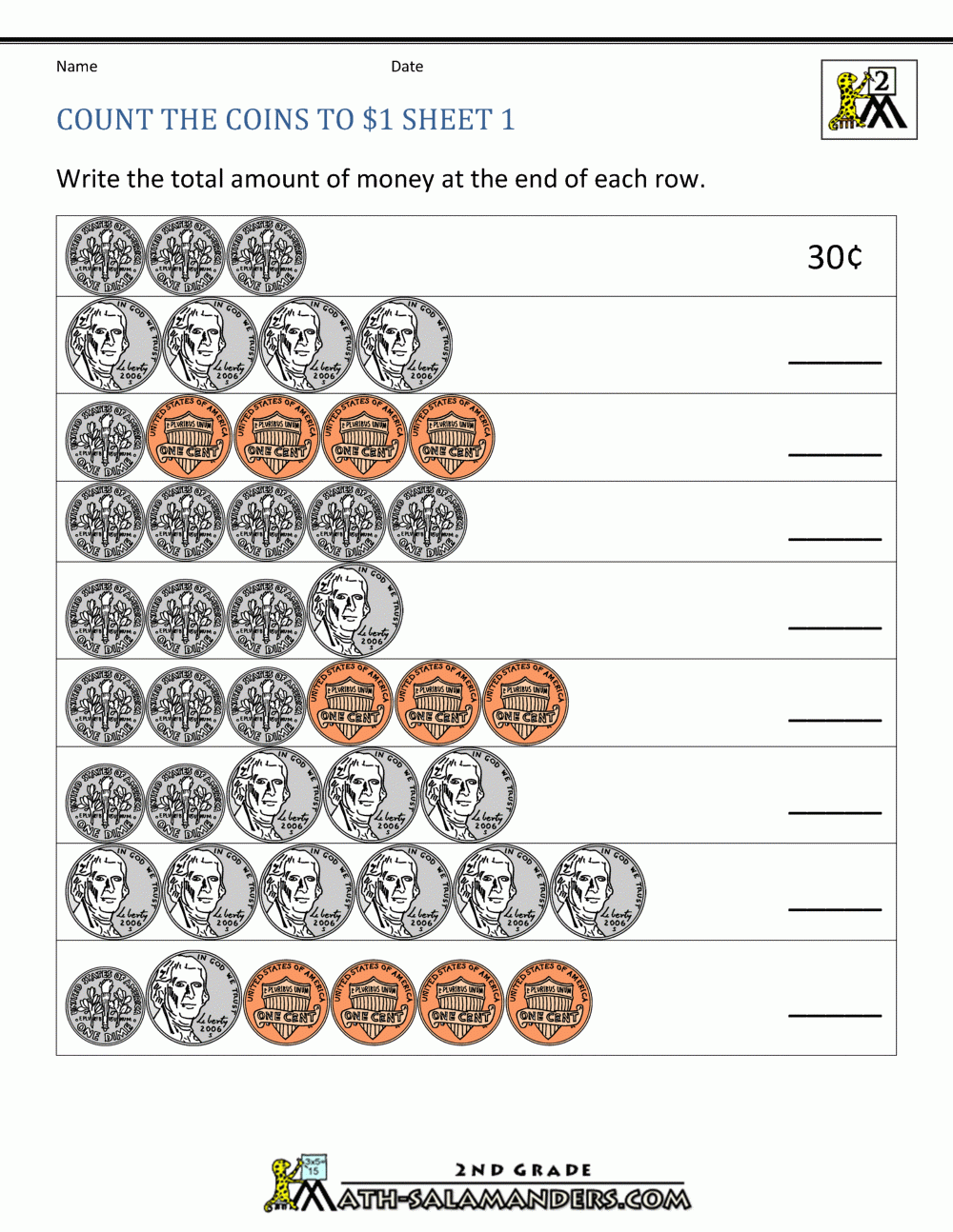 Money Math Worksheet Money Math Worksheet