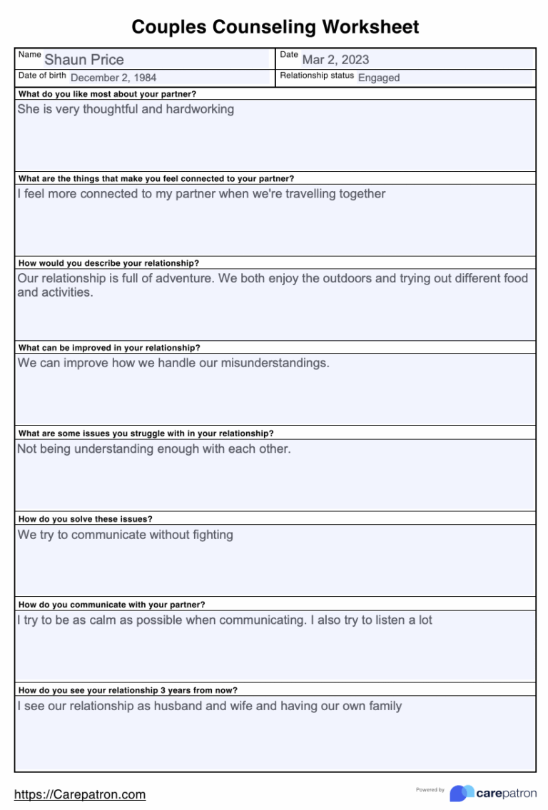 Couples Therapy Worksheets Strengthen Your Relationship With Practical Exercises