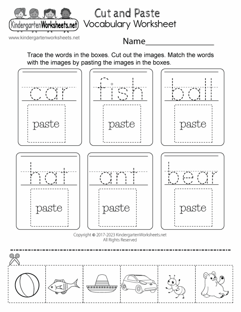 Cut and Paste Vocabulary Worksheet Free Printable Digital U0026 PDF