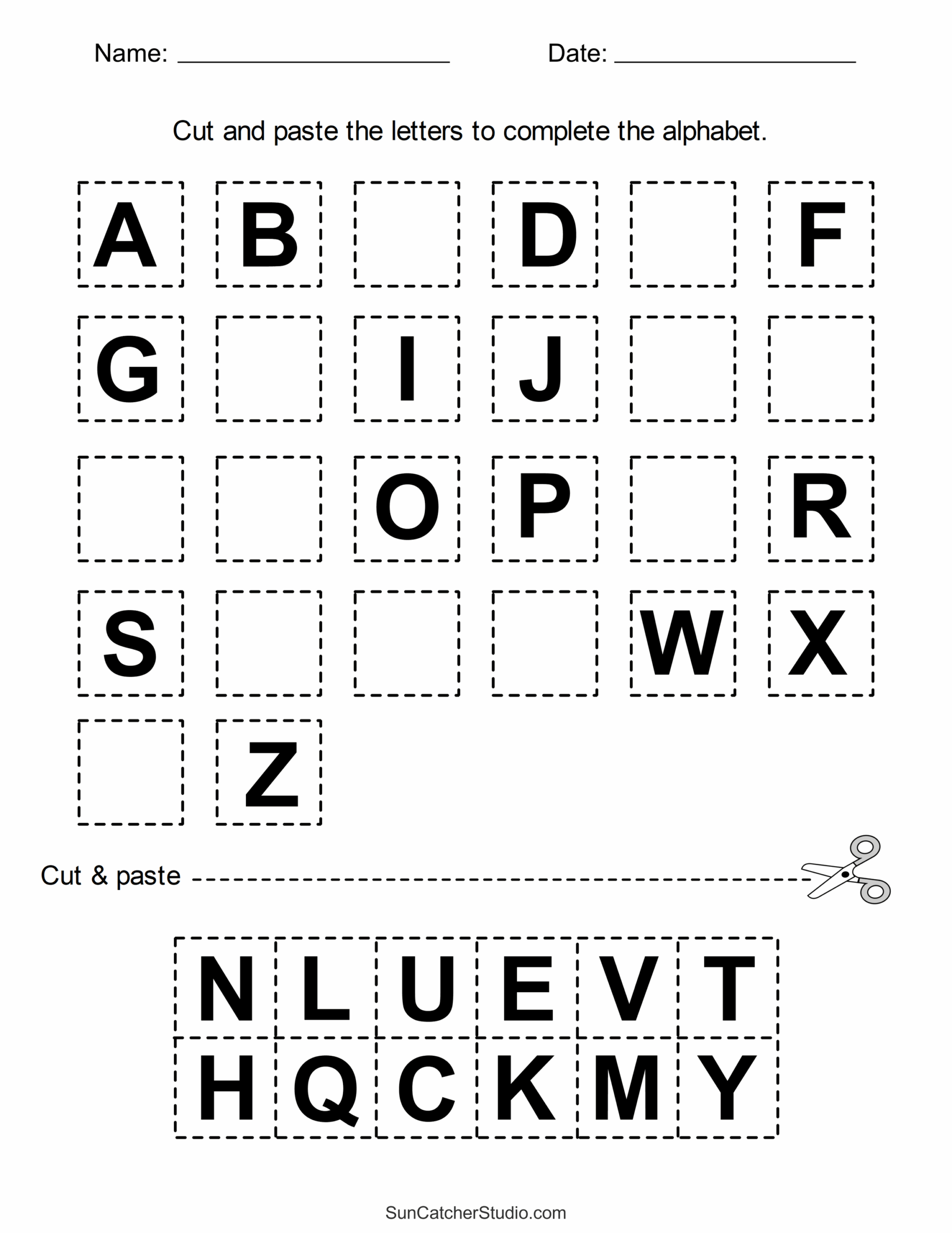Kindergarten Worksheets Cut And Paste Words