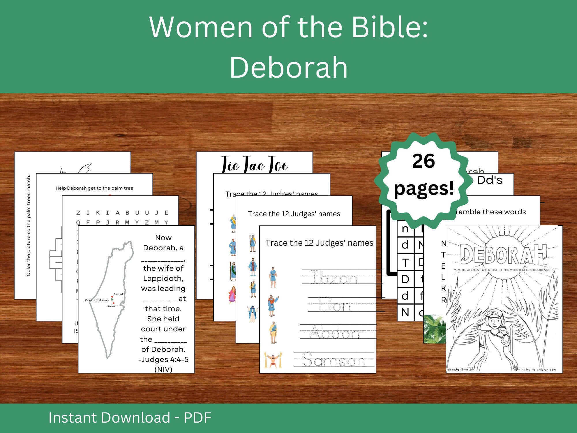 Deborah Activity Pack Women Of The Bible Activity Deborah Unit Study Deborah Activity Bible Family Fun Kids Activity Etsy