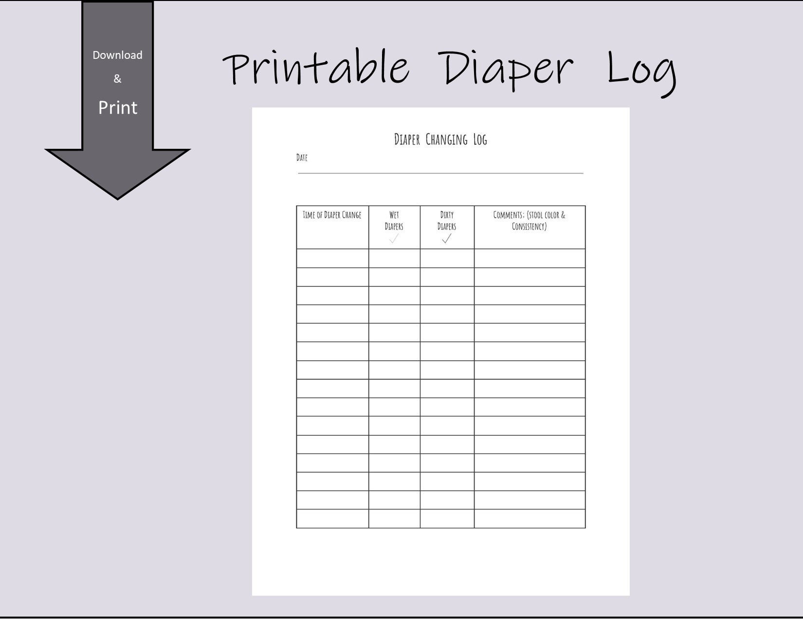 Diaper Changing Log Etsy New Zealand