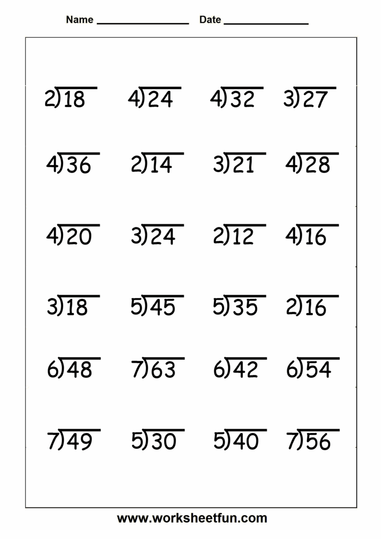 Division 4 Worksheets Free Printable Math Worksheets Division Worksheets Library