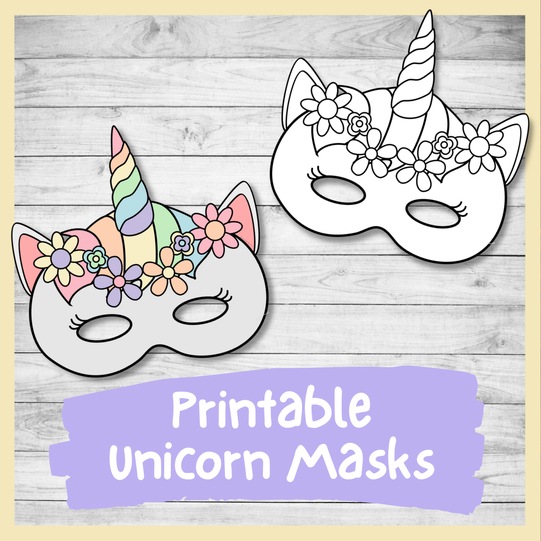 DIY Printable Unicorn Masks Color And Plain Templates PDF DIY Printable Unicorn Masks Color And Plain Templates PDF