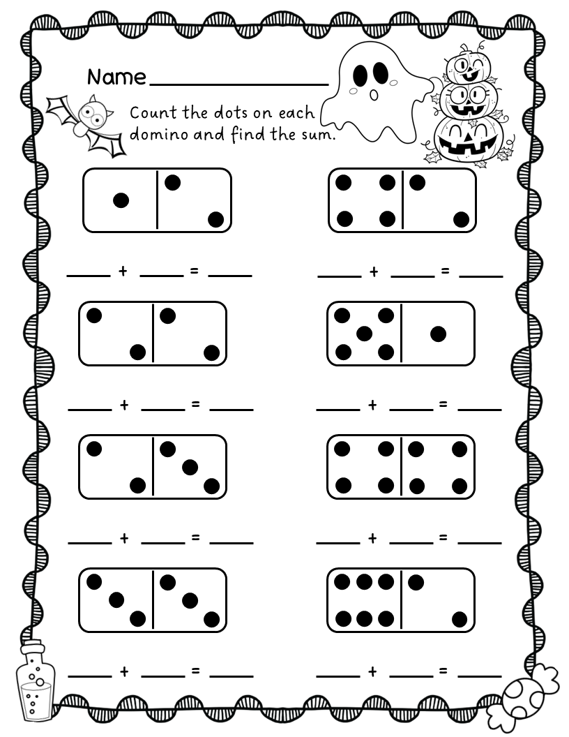 Free Printable Domino Addition Worksheet