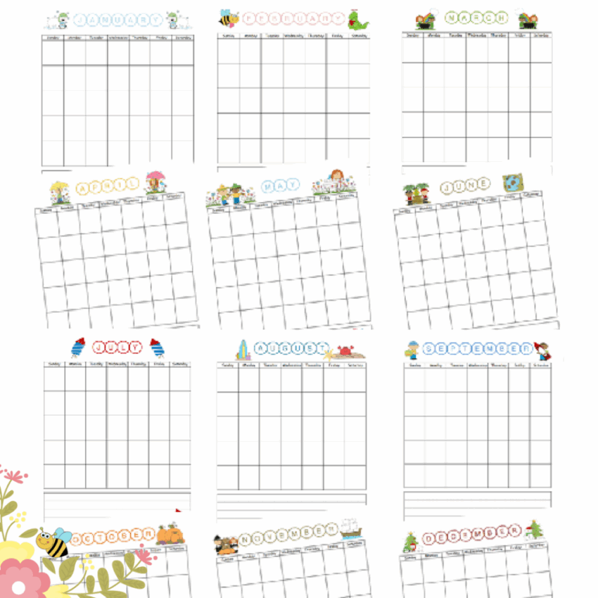 Download The Free Printable Blank Monthly Calendar For Children