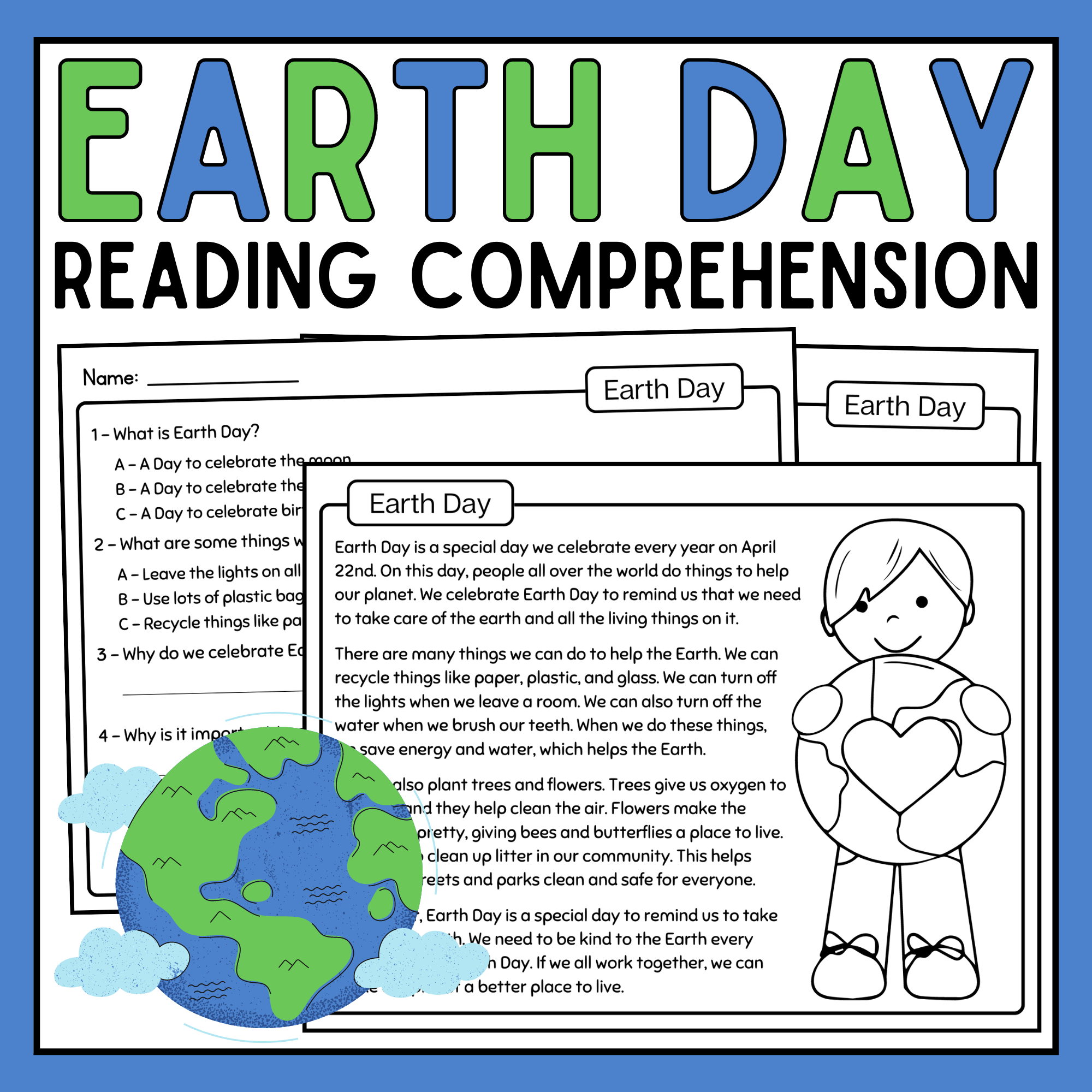Earth Day Reading Comprehension Passage Earth Day Reading Passage Made By Teachers